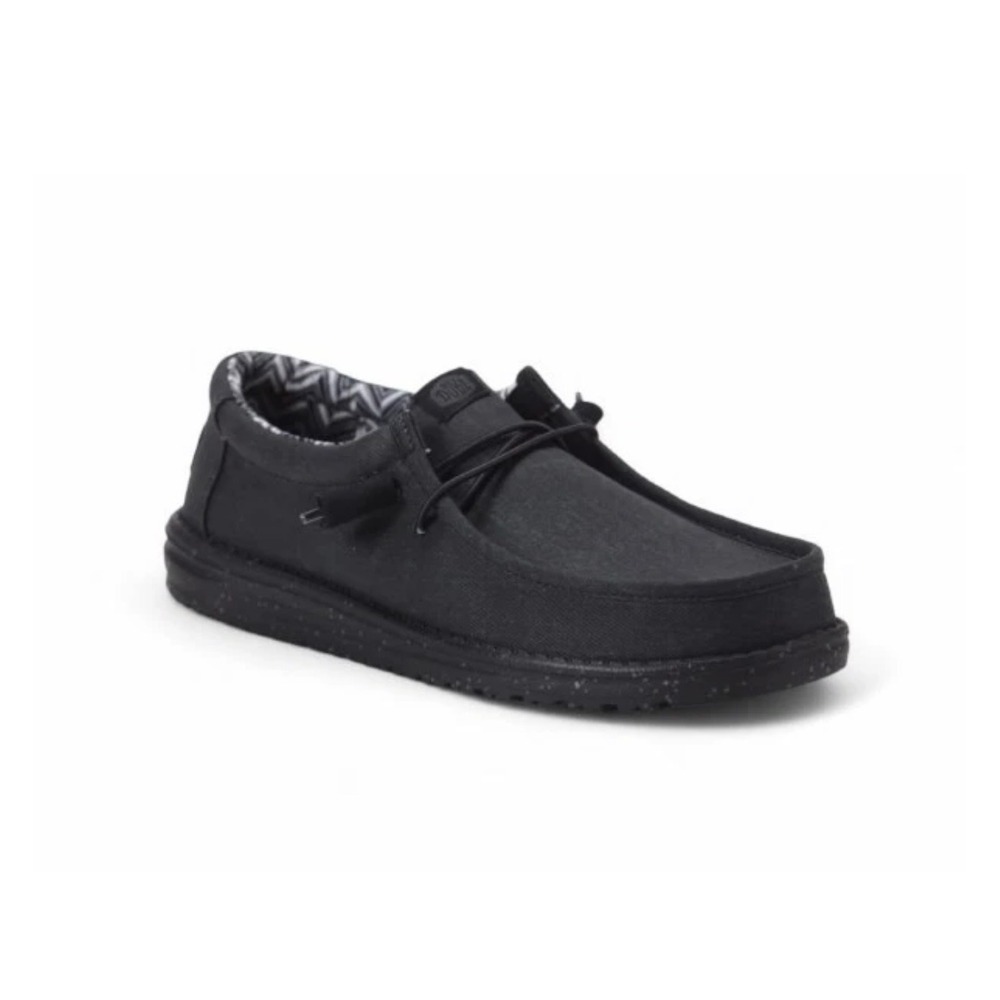 Hey Dude Wally Stretch Canvas‎ Mens Black Black Loafers 40700-060 Size 9